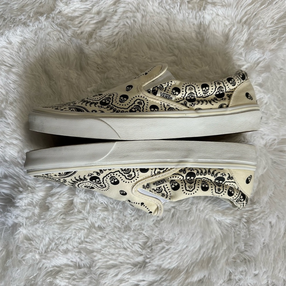 Vans Black Skull and Cream Graphic Slip-Ons - Picture 3 of 5